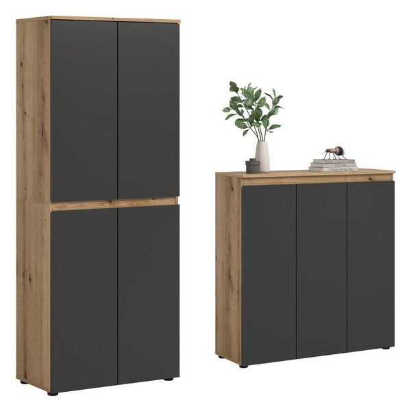 Livetastic Garderobna Omara Scarpa, Barva Hrasta, Antracit, 2 Kos