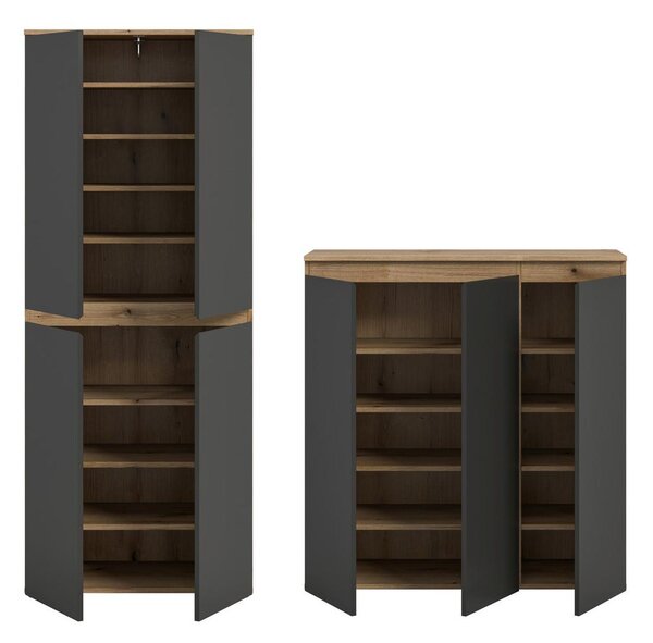 Livetastic Garderobna Omara Scarpa, Barva Hrasta, Antracit, 2 Kos