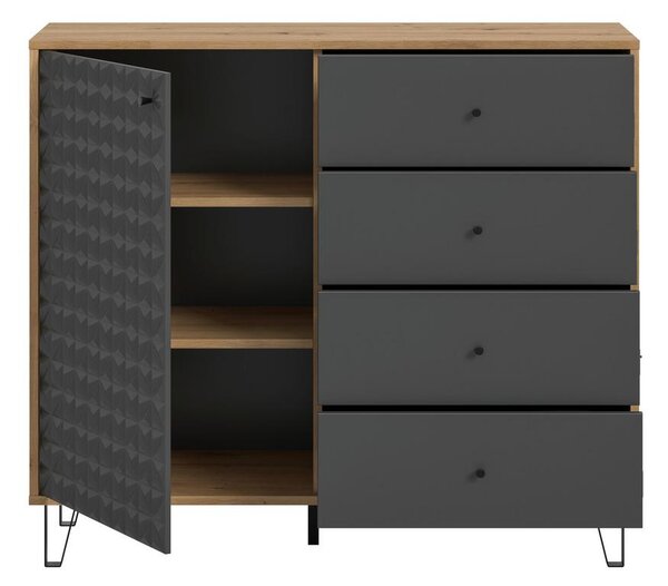 Livetastic Visoka Komoda Prisma, Barva Hrasta, Antracit