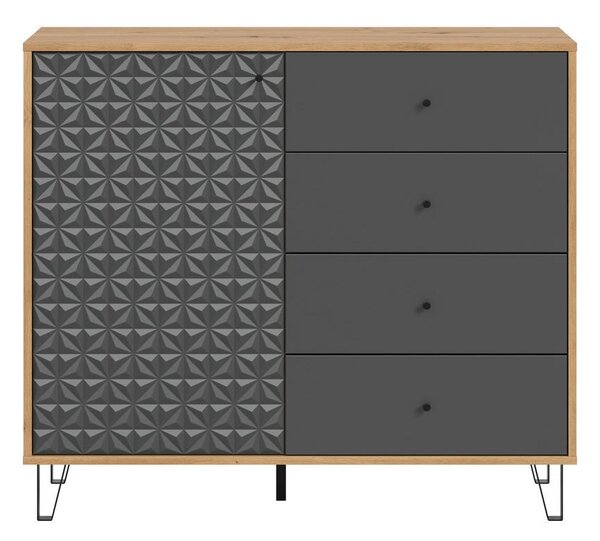 Livetastic Visoka Komoda Prisma, Barva Hrasta, Antracit