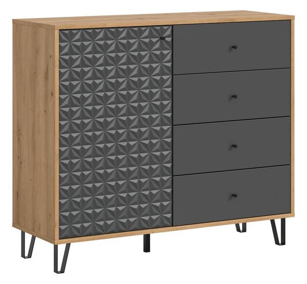 Livetastic Visoka Komoda Prisma, Barva Hrasta, Antracit