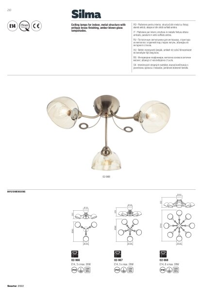 Redo 02-968 - Lestenec na drogu SILMA 8xE14/40W/230V