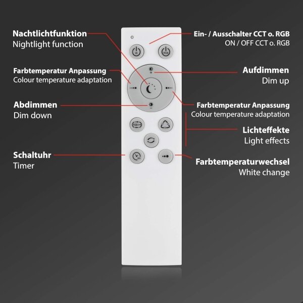 Briloner 7087-016-LED RGBW Zatemnitvena svetilka SMART LED/24W/230V Wi-Fi Tuya + Daljinski upravljalnik