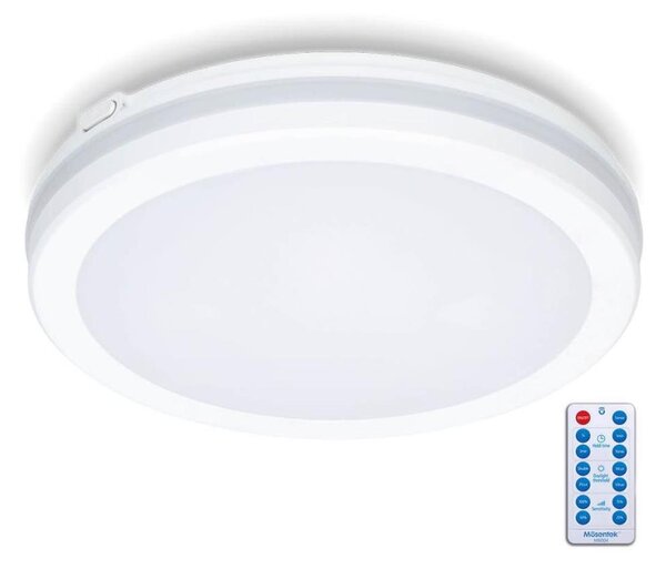 LED Kopalniška stropna svetilka s senzorjem LED/18W/230V pr. 30 cm bela + Daljinski upravljalnik