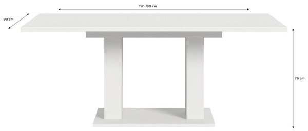 MID.YOU Raztegljiva Miza Marlon, Bela, 150-190x90cm