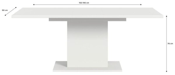 MID.YOU Raztegljiva Miza Marlon, Bela, 150-190x90cm