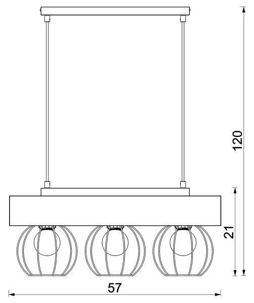 Lestenec na vrvici MENTON 3xE27/15W/230V črna/rjava