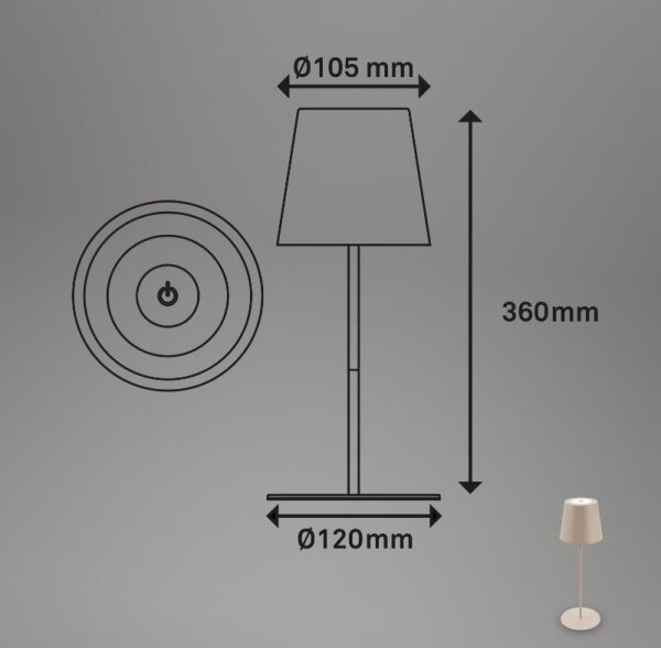 Briloner 7508011 - LED Zatemnitvena polnilna namizna svetilka LED/2,5W/5V IP44 bež