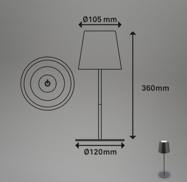 Briloner 7508015 - LED Zatemnitvena polnilna namizna svetilka LED/2,5W/5V IP44 antracit