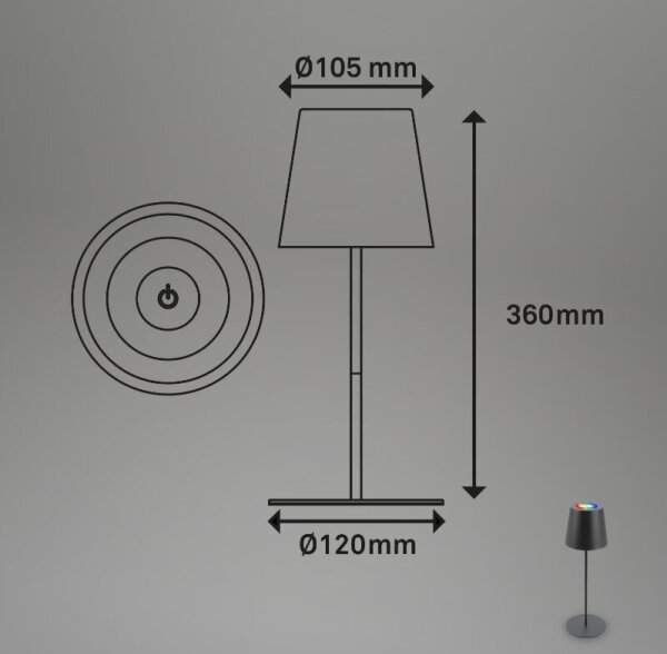 Briloner 7507015 - LED RGBW Zatemnitvena polnilna namizna svetilka LED/2,5W/5V IP44 antracit