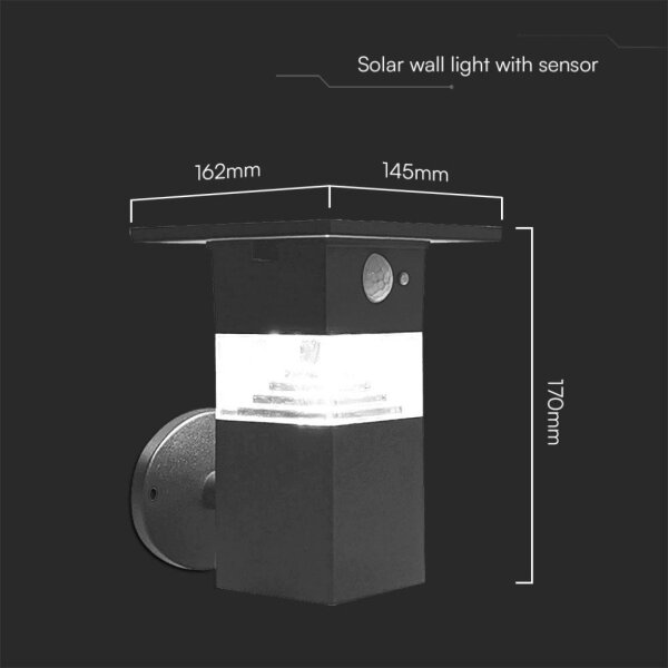 LED Solarna stenska svetilka s senzorjem LED/2,5W/3,7V IP54 3000K