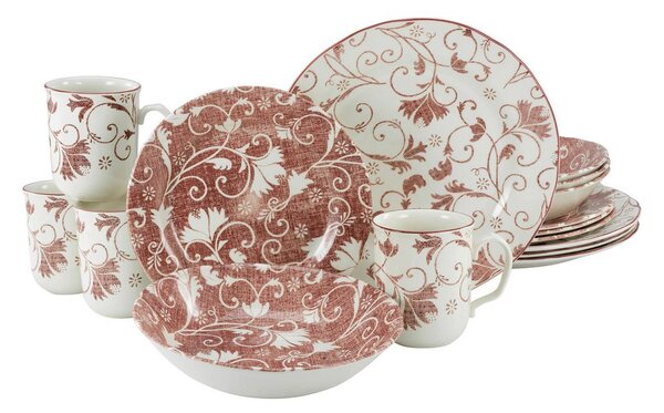 Creatable Kombinirani Servis Damask Pink, 16-Delni
