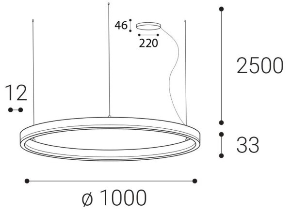 LED2 - LED Zatemnitveni lestenec na vrvici CIRCLE 80W/230V 3000K/4000K pr. 100cm bela