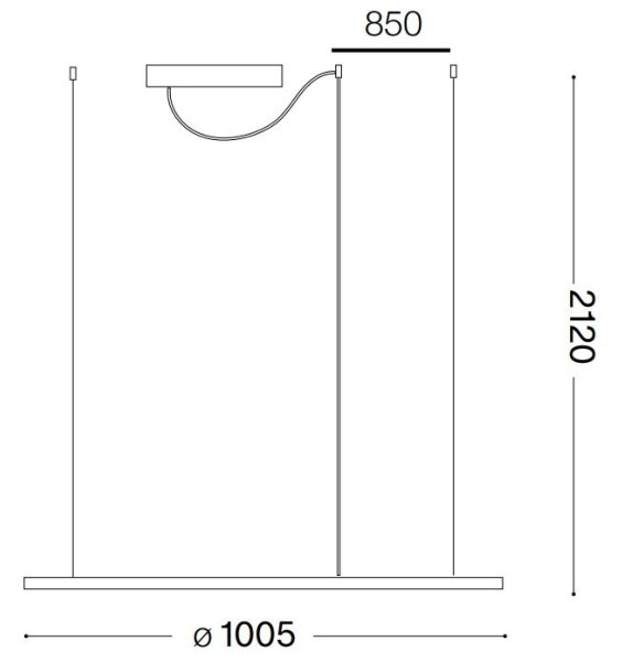 Ideal Lux - LED Lestenec na vrvici HULAHOOP LED/46W/230V 3000K pr. 100 cm bela