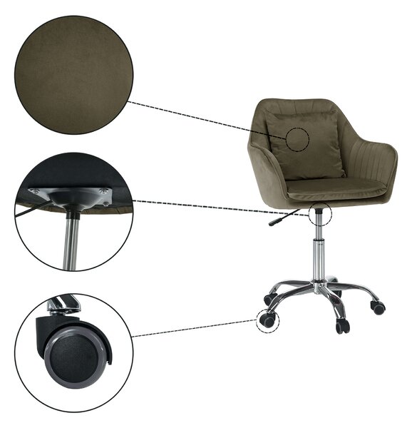 KONDELA Pisarniški stol, tkanina Taupe Velvet sivo-rjava/krom, KLIAN