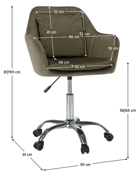 KONDELA Pisarniški stol, tkanina Taupe Velvet sivo-rjava/krom, KLIAN