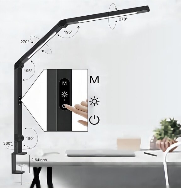 LED Zatemnitvena namizna svetilka na dotik LED/12W/230V 3000-6500K CRI 92 črna