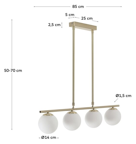 Stropna svetilka s steklenim senčnikom v beli in zlati barvi ø 14 cm Mahala - Kave Home