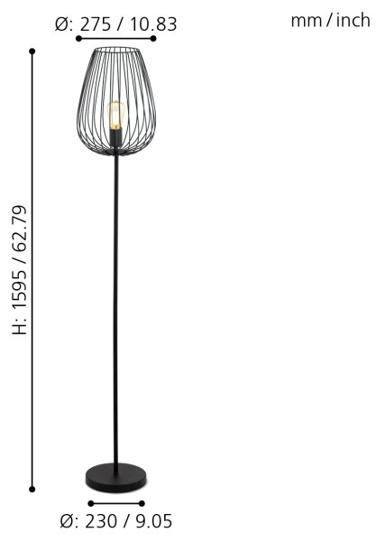 Eglo 49474 - Stoječa svetilka NEWTOWN 1xE27/60W/230V