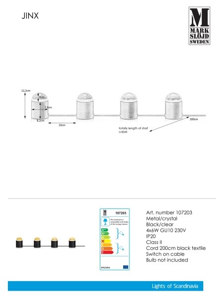 Markslöjd 107203 - Kristalna namizna svetilka JINX 4xGU10/6W/230V