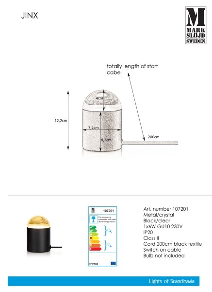 Markslöjd 107201 - Kristalna namizna svetilka JINX 1xGU10/6W/230V