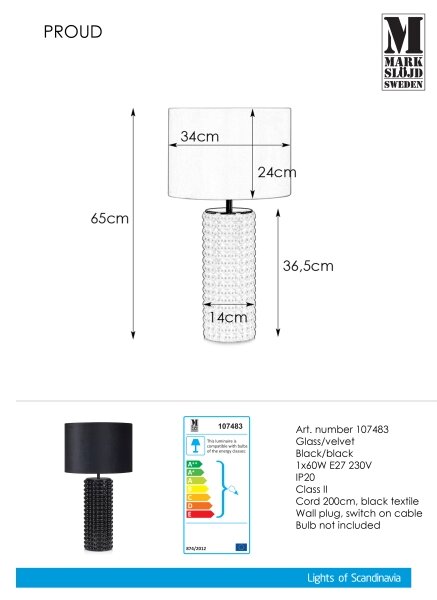 Markslöjd 107483 - Namizna svetilka PROUD 1xE27/60W/230V