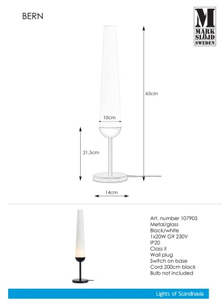 Markslöjd 107905 - Namizna svetilka BERN 1xG9/20W/230V