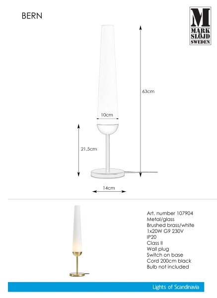 Markslöjd 107904 - Namizna svetilka BERN 1xG9/20W/230V