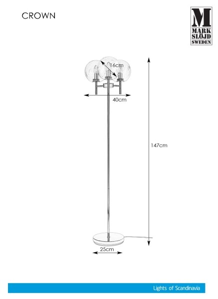 Markslöjd 107947 - Stoječa svetilka CROWN 3xE14/20W/230V