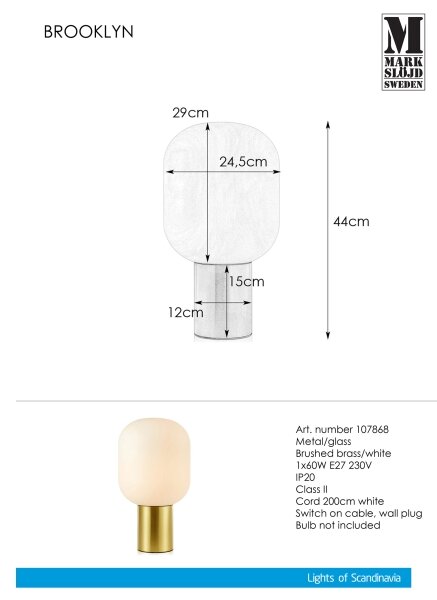 Markslöjd 107868 - Namizna svetilka BROOKLYN 1xE27/60W/230V