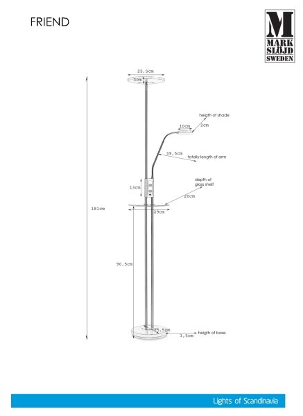 Markslöjd 107008 - LED Zatemnitvena stoječa svetilka FRIEND LED/18W/230V + LED/5W