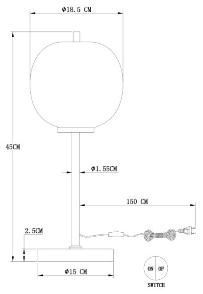 Globo 15345T - Namizna svetilka BLACKY 1xE14/40W/230V