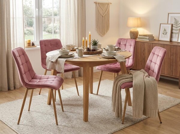 Jedilni stol SPLIT VELVET, roza