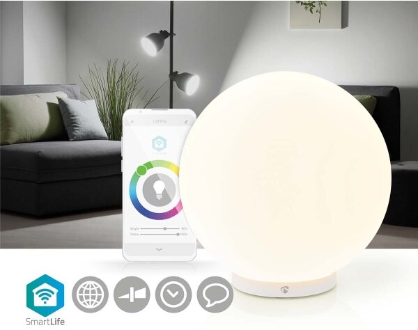 Nedis WIFILM10CWT - LED RGBW Zatemnitvena namizna svetilka SmartLife LED/5W/5V Wi-Fi