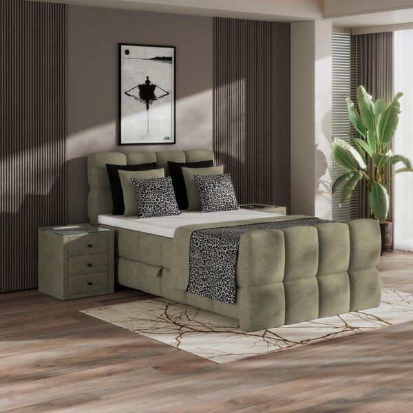 Premium Living Postelja Boxspring Brisbane, Zelena, 120x200