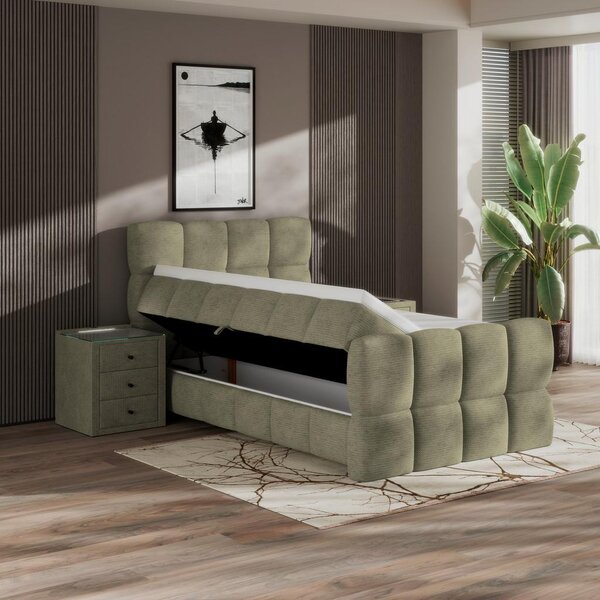 Premium Living Postelja Boxspring Brisbane, Zelena, 120x200