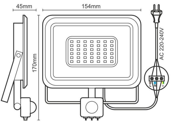 LED Reflektor s senzorjem LED/30W/230V 4000K IP44