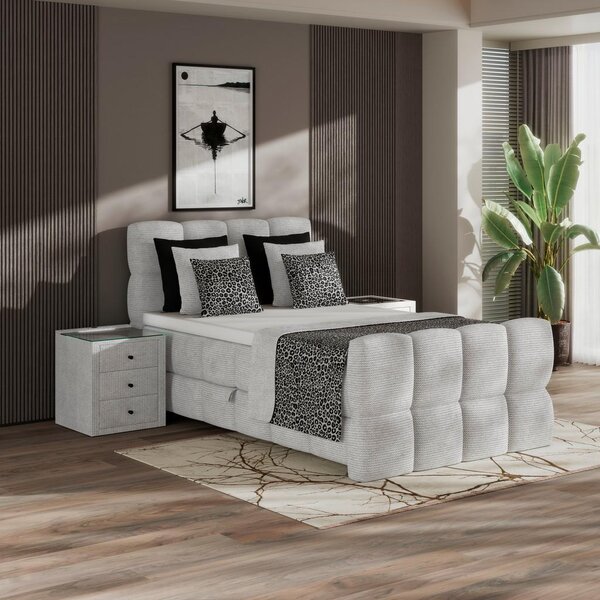 Premium Living Postelja Boxspring Brisbane, Sivobela, 120x200