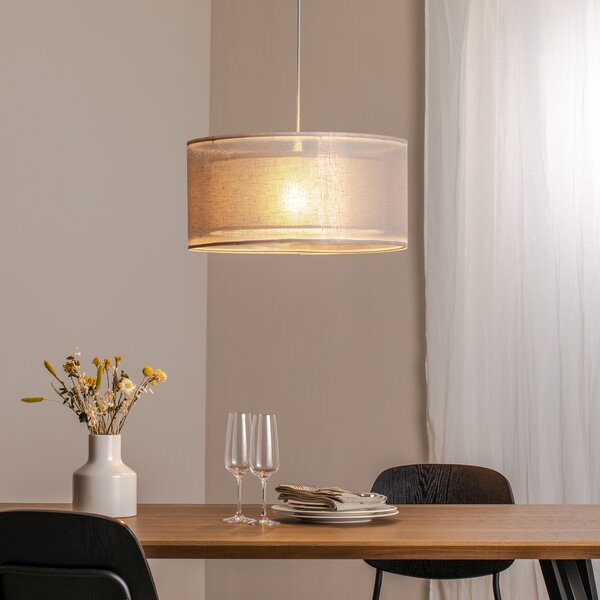 Maco Design Obesek Duo Den Light, srebrno-siva, Ø 50 cm, platno, PVC, zatemnjen, Siva, Dnevna soba / jedilnica, Tkanine / tekstil