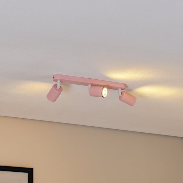 TK Lighting Stropna svetilka Livia, roza, 52 cm, 3-krilna, kovina, GU10, zatemnjen, Roza / rosé, Otroška soba, Kovina