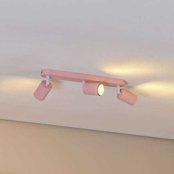 TK Lighting Stropna svetilka Livia, roza, 52 cm, 3-krilna, kovina, GU10, zatemnjen, Roza / rosé, Otroška soba, Kovina