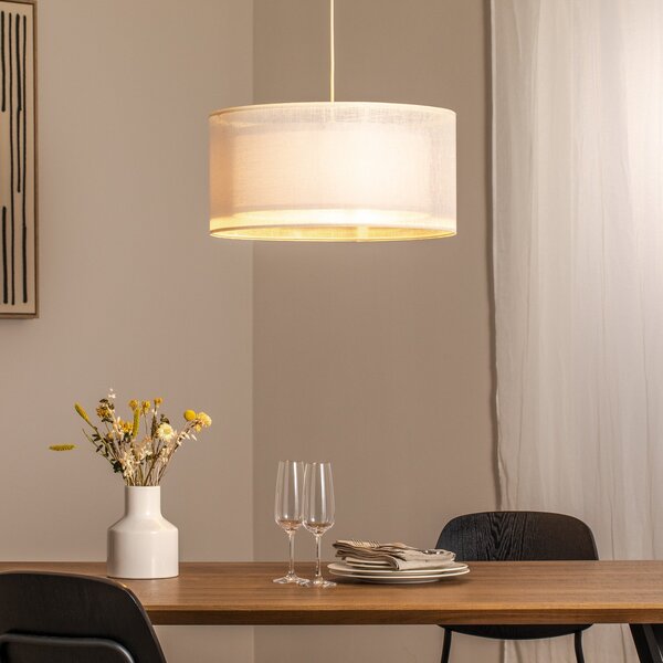 Maco Design Obesek Duo Den Light, krem, Ø 50 cm, platno, PVC, zatemnjen, Bež, Dnevna soba / jedilnica, Tkanine / tekstil