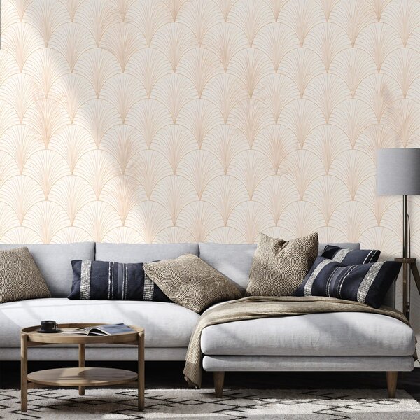 Tapeta bež geometrija art deco