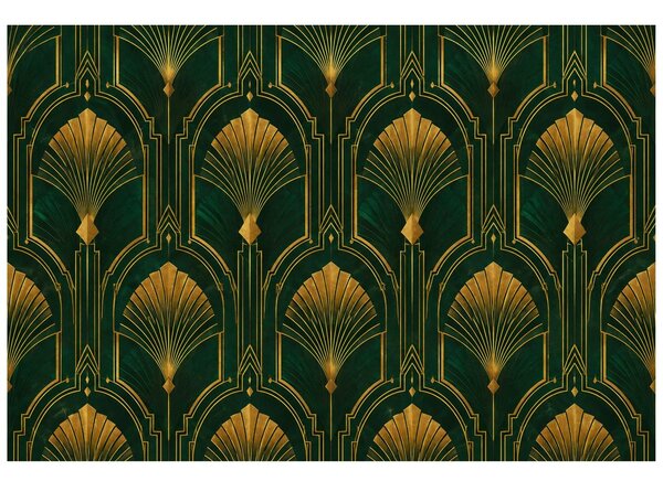 Fototapeta zlati art deco pahljače na zeleni
