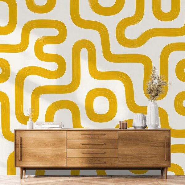 Tapeta rumene retro geometrijske linije