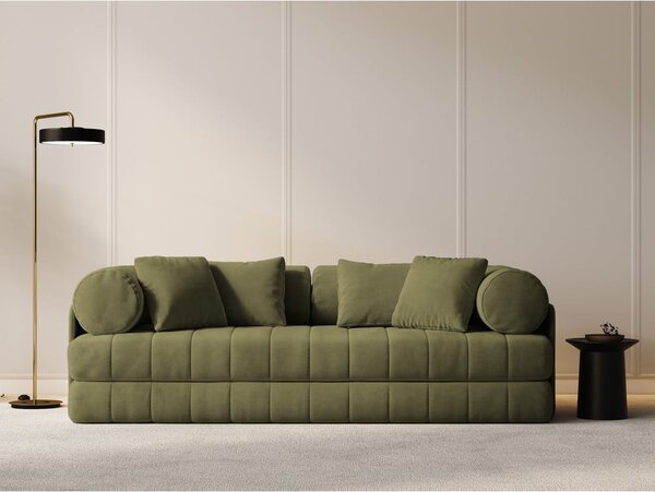 Zelena žametna raztegljiva sedežna garnitura 206 cm Kemi – Cosmopolitan Design
