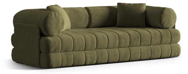 Zelena žametna raztegljiva sedežna garnitura 206 cm Kemi – Cosmopolitan Design