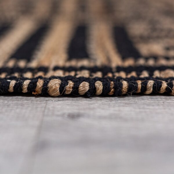 Ročno tkana preproga iz mešanice jute v črni in naravni barvi 160x230 cm Meander Jute – Flair Rugs