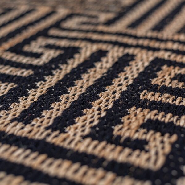 Ročno tkana preproga iz mešanice jute v črni in naravni barvi 160x230 cm Meander Jute – Flair Rugs