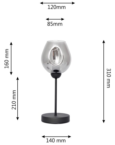 Namizna svetilka LILI 1xE27/15W/230V črna/siva